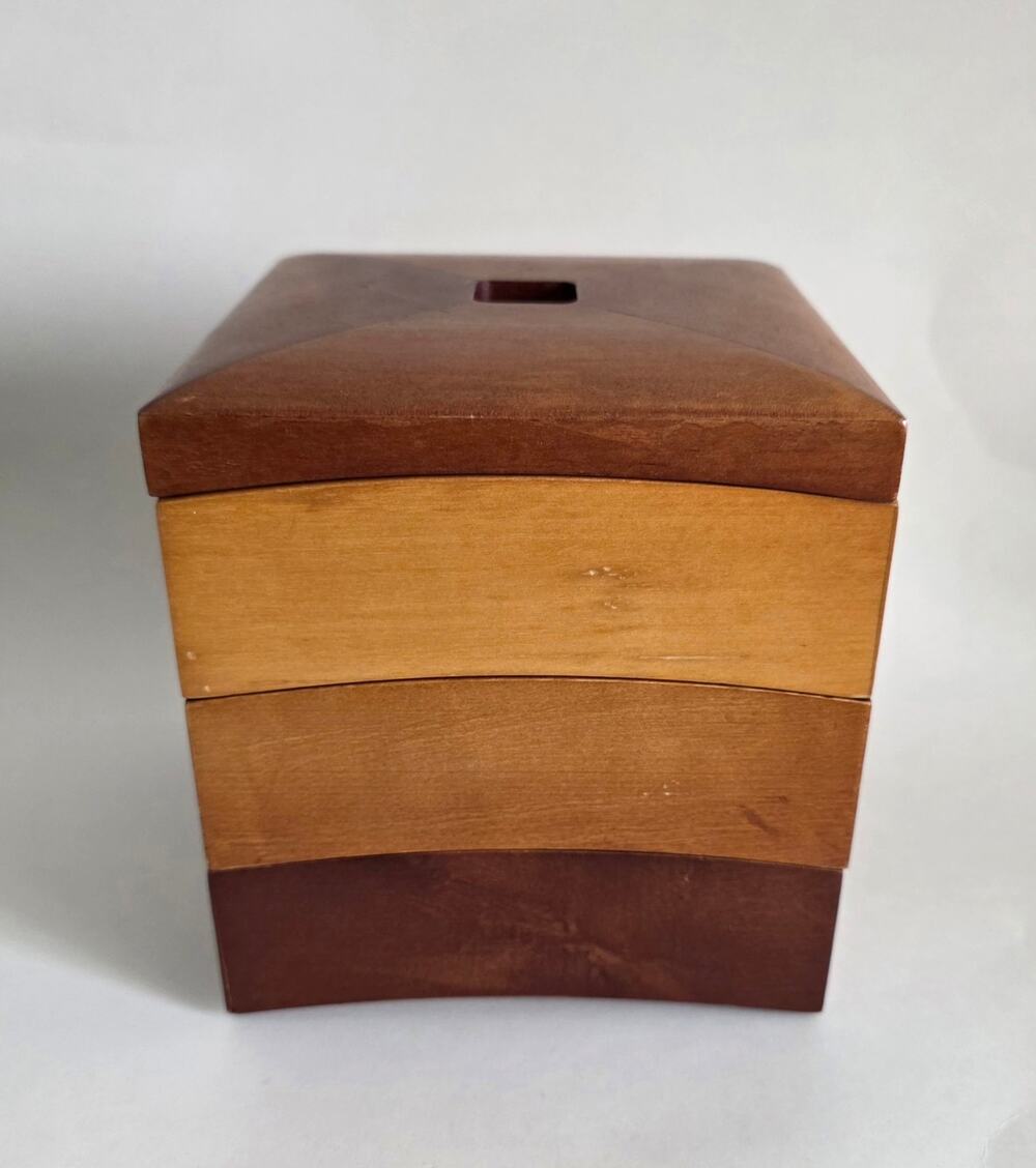 Hold Everything Wooden Valet Jewelry Box Organizer Removable Tray Brown